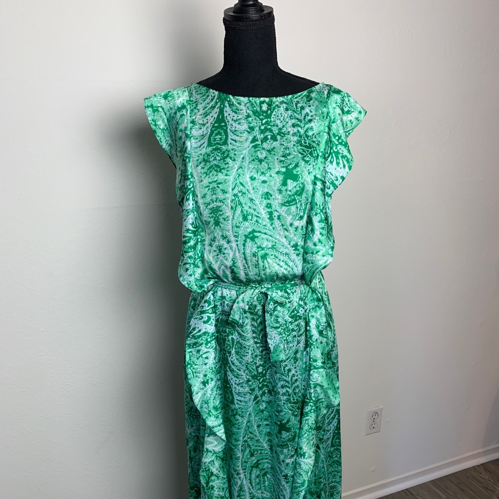 Green silk Dress